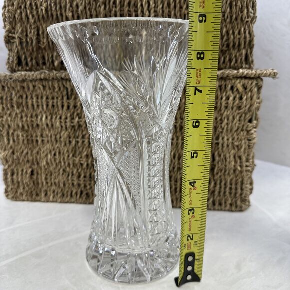 Vintage Lead Crystal Star of David Vase 9” Elegant Decorative Glass - Picture 8 of 9
